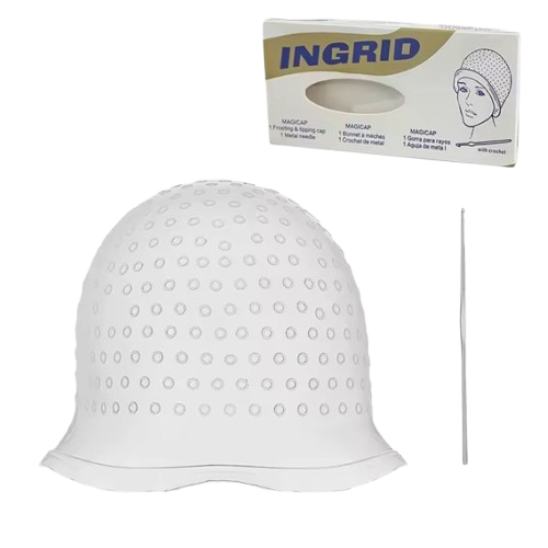 Професійна багаторазова силіконова шапочка для фарбування та мелірування волосся з гачком для колориста сіра