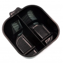 Перукарська миска Beauty Tools для змішування фарби з ручкою подвійна чорна 2 секції Перукарська миска Beauty Tools для змішування фарби з ручкою подвійна чорна 2 секції