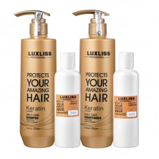 Набор Luxliss Keratin Smoothing Daily Care кератиновый шампунь и кондиционер для ежедневного использования 2x200 г (разлив)