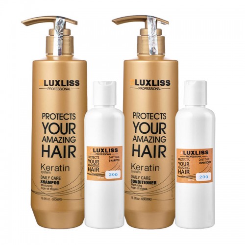 Набір Luxliss Keratin Smoothing Daily Care кератиновий шампунь та кондиціонер для щоденного використання 2x200 г (розлив)