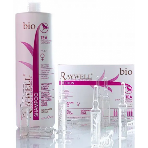 Raywell Bio Tea шампунь 1000 мл та Lotion ампули 10 шт, набір для росту та від випадіння волосся