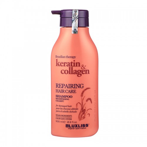 Відновлюючий шампунь з кератином та колагеном Luxliss Keratin & Collagen Repairing Hair Care Shampoo 500 мл