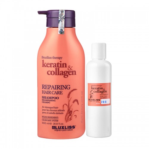 Відновлюючий шампунь з кератином та колагеном Luxliss Keratin & Collagen Repairing Hair Care Shampoo 200 г (розлив)