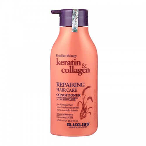 Відновлюючий кондиціонер з кератином та колагеном Luxliss Keratin & Collagen Repairing Hair Care Conditioner 500 мл