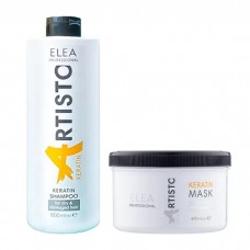 Набор Elea Professional Artisto Keratin KIT шампунь и маска с кератином для поврежденных волос, 1000/490 мл