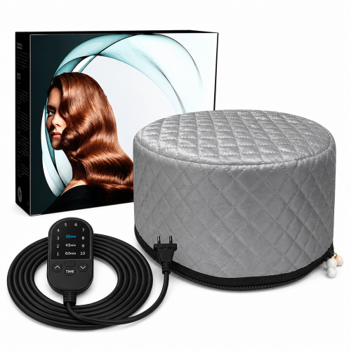 Електрична термошапка сушуар Happy Hair Lux Spa Cap для масок, ламінування і лікування волосся Сіра
