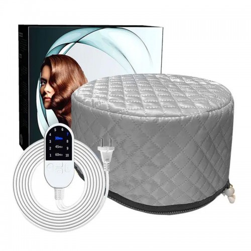 Електрична термошапка сушуар Happy Hair Lux Spa Cap для масок, ламінування і лікування волосся Сіра
