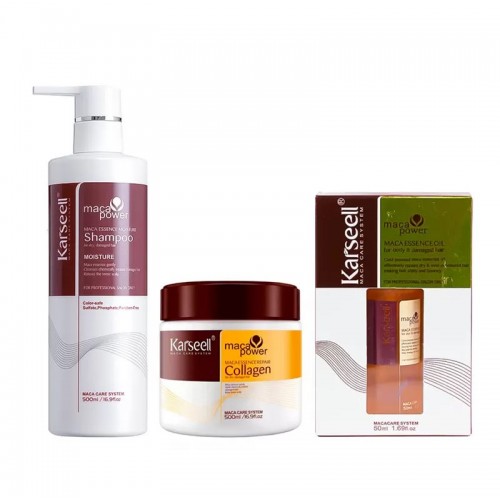 Набір Karseell Мaca Essence Repair шампунь, маска та олійка для пошкодженого волосся, 500/500/50 мл