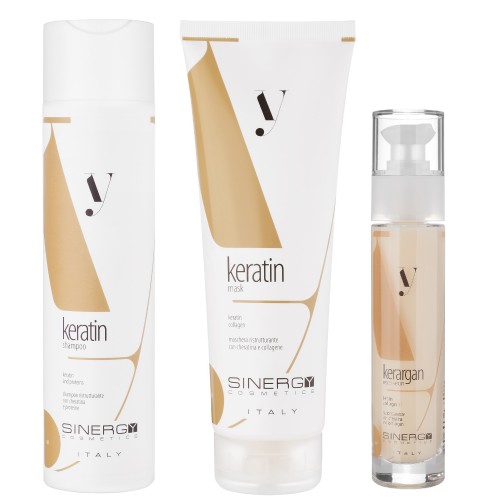 Набір Sinergy Y4 шампунь, маска та сироватка для пошкодженого волосся з кератином, 250/250/50 мл