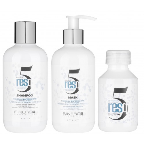 Набір Sinergy RESQ5 для миттєвого відновлення волосся шампунь, маска та сироватка, 250/250/100 мл