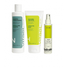 Набір для жирної шкіри голови, зволоження сухого волосся VITAEL Dry Hair шампунь NORMALIZING, маска Hydrating, термозахист Ten In One 300/250/150 мл