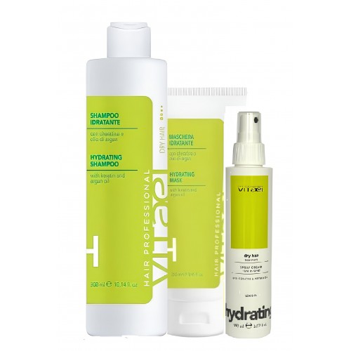 Набір VITAEL Dry Hair TRIO шампунь, маска та термозахист для зволоження волосся, 300/250/150 мл