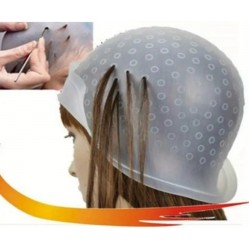 Професійна багаторазова силіконова шапочка Lory для фарбування та мелірування волосся з гачком для колориста сіра