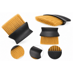 Щітка-змітка волосся з шиї після стрижки Barber-2 для перукаря барбера овал чорна ручка золота щетина 12х12 см