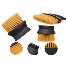 Щітка-змітка волосся з шиї після стрижки Barber-2 для перукаря барбера овал чорна ручка золота щетина 12х12 см