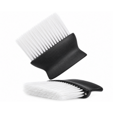 Щітка-змітка волосся з шиї після стрижки Barber-2 для перукаря барбера овал чорна ручка біла щетина 12х12 см