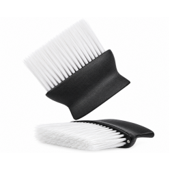 Щітка-змітка волосся з шиї після стрижки Barber-2 для перукаря барбера овал чорна ручка біла щетина 12х12 см