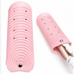 Силіконовий килимок чохол-кишеня Beauty Tools для прасочки, плойки, гарячих перукарських інструментів, 20х10 см рожевий