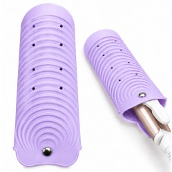 Силіконовий килимок чохол-кишеня Beauty Tools для прасочки, плойки, гарячих перукарських інструментів, 20х10 см фіолетовий