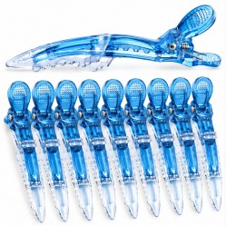 Набір гнучких затискачів-крокодилів Beauty Tools для волосся, напівпрозорі, блакитні, 10 шт