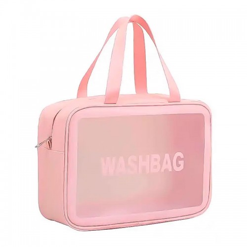 Косметичка органайзер Beauty Case на блискавці з ручкою дорожній несесер рожевий розмір L 30x13x21 см