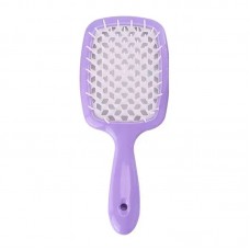 Продувна широка гребінець Janeke для укладання волосся та сушіння феном Superbrush Plus Hollow Comb фіолетова з білими зубчиками