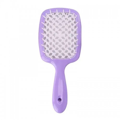 Продувна широка гребінець Janeke для укладання волосся та сушіння феном Superbrush Plus Hollow Comb фіолетова з білими зубчиками