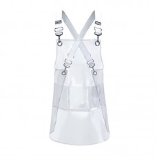 Багаторазовий перукарський фартух полівінілхлорид прозорий з білими лямками, 58х60 см.