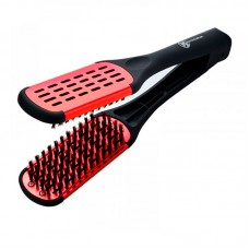 Гребінець для випрямлення з натуральною щетиною та керамічним покриттям червоний