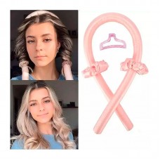 Атласні м'які бігуді для холодної завивки волосся, обруч-джгут для накрутки волосся, рожева шовкова стрічка.