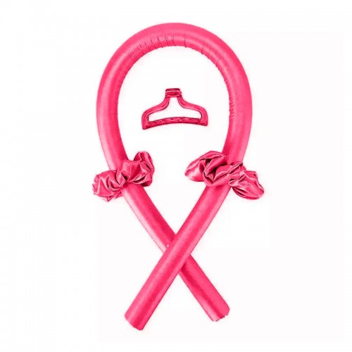 Атласні м'які бігуді для холодної завивки волосся, обруч-джгут для накрутки волосся, шовкова малинова стрічка.