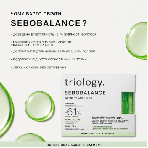 Балансувальна сироватка Triology Sebobalance для шкіри голови схильної до жирності, 1 ампула 5 мл