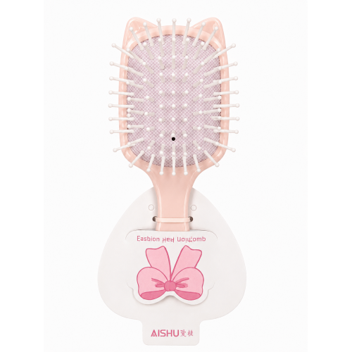 Масажна дитяча щітка для волосся MyCosmetics з вушками 15 см, пудрова