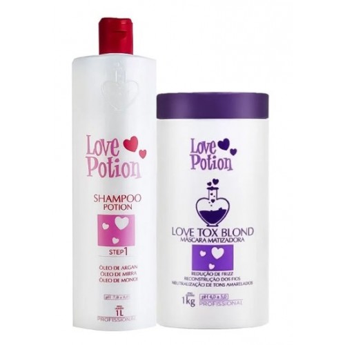 Набір ботексу для волосся Love Potion Blond Tox Blond матуючого для блондинок, 2х1000 мл
