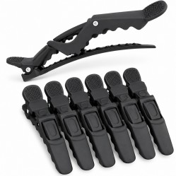 Прогумовані затискачі-крокодили Beauty Tools для волосся, чорні матові, 6 шт.
