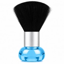 Щітка-змітка Beauty Tool волосся з шиї після стрижки для перукаря барбера прозоро синім тримачем, 10х5 см