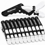 Затискач-крокодил Walmay Professional для волосся пластиковий (упаковка 10 шт), білий з чорним