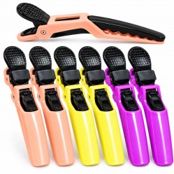 Затискач-крокодил для волосся Beauty Tools пластиковий (упаковка 6 шт), різнокольорові